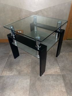 Two Tiered Glass Side Table