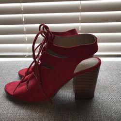 Rampage Red Suede Strappy Red Heels