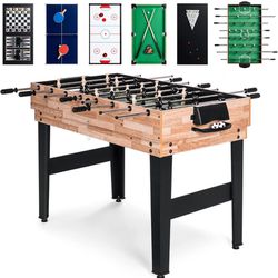 2x4ft 10-in-1 Combo Game Table Set for Home, Game Room, Friends & Family w/Hockey, Foosball, Pool, Shuffleboard, Ping Pong, Chess, Checkers, Bowling, 