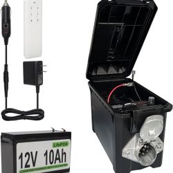 Trailer Light Tester Box with 12V 10Ah Battery and IP68 Waterproof Carrying Case, Wireless Remote Control Operation (7-Way Round Pin Compatibility