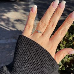 $695 14K Gold Natural Diamond Tiffany Style Setting Ring  