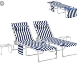 Set of 2 Tanning Chair with Face Hole