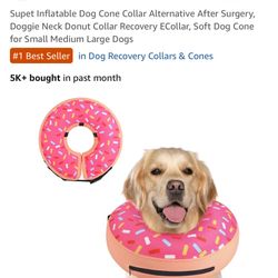 Supet Inflatable Dog Cone Collar Alternative After Surgery, Pet Neck Donut Collar Recovery E Collar for Neuter, Soft Dog Cone for Small Medium Large D