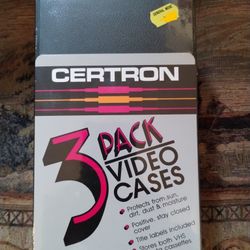 Vintage Certron plastic VHS video cassette tape clamshell lot, five 3 packs