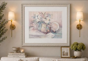 Large Framed Pastel Floral Wall Art 40x33 – UV Protected Frame