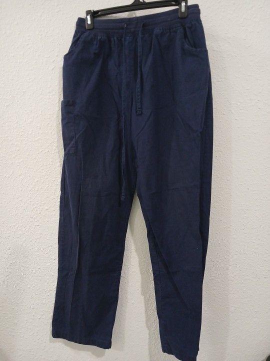 Nursing Scrub Pants Women's Size Large Color Navy Blue Strawstring