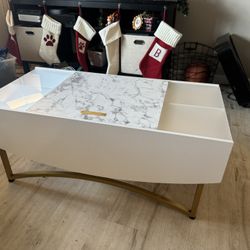 White And Gold Lift Top Coffee Table 