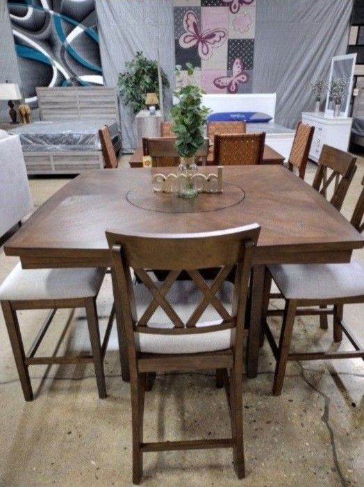 Counter Height 6 Piece Solid Kitchen or Dining Set with Lazy Susan - New