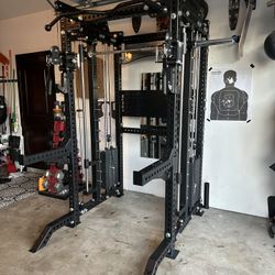 PRO SERIES Ultimate 3-1 Half Rack Functional Trainer w/Smith Machine Bar | 400lb Stack | Gym Equipment | Fitness | Commercial | Squat Rack 