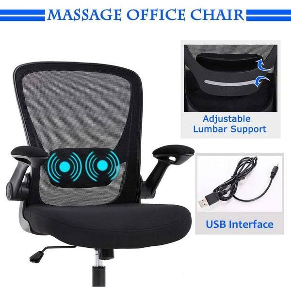 Breathable Mesh Back Black Office Chair with Extra Thickness Gas Lift Fast Up and Down