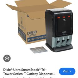 DXEDUSSTDSP3MIN
Dixie Tri-Tower Mini Dispenser, Holds Forks/Knives/Spoons or Sporks, 13.15 x 31.03 x 17.5, Black/Gray. Open Box 📦 Only