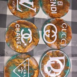 Custom Coasters Set Or  Car Mirror Necklaces Beautiful Resin Pieces NEW