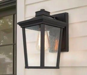 LNC Transitional 1-Light 11 in. Black Wall Lantern Sconce