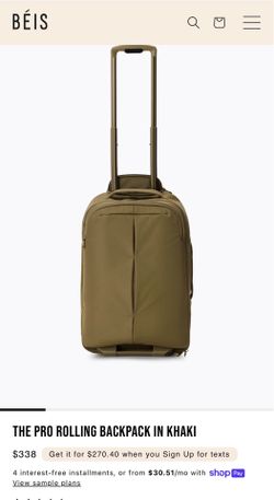 BEIS The Pro Rolling Backpack  in Khaki