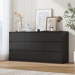 9 Drawer Dresser Chest of Drawers, 63” Wide Dresser, black $180 
