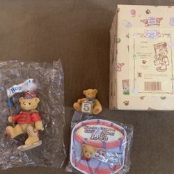 Cherished Teddies 1999 Lanny 5th Anniversary Welcome To The Club +Bonus Figurine.  New-Open box. Looks new. Actual welcome to the club box is missing.