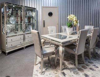 Michael amini dining set with matching china cabinet