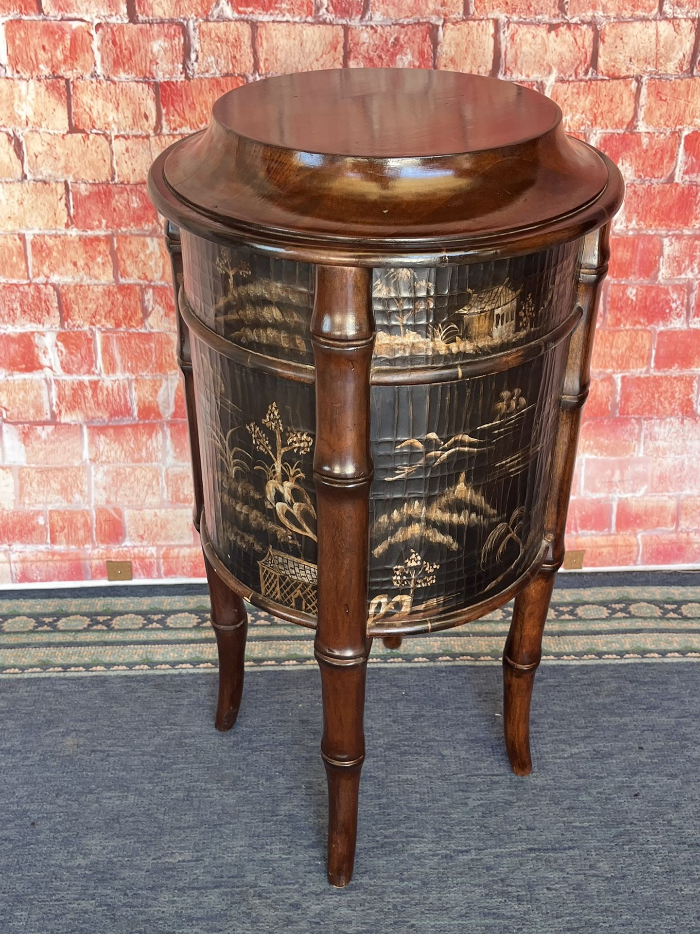 Ethan Allen Vintage Chinoiserie Faux Bamboo Cabinet / Side Table