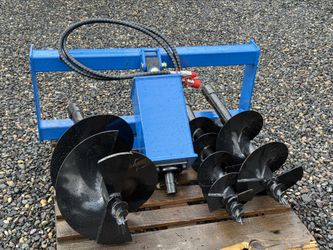 Skid Steer Hydraulic Auger w/3 Bits 8” 12” 16” Universal Style Connect