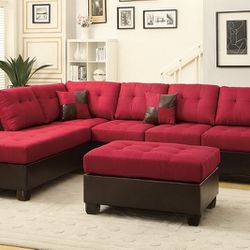 Brand New Red Or Brown Sectional + Ottoman