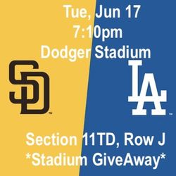 Dodgers 2 Tix World Series Trophy Giveaway 6/17