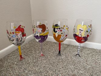 Decorative Wine Glasses - Set of 4