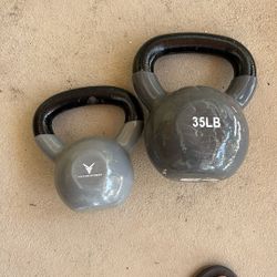 To kettle balls, 20 pounder and a 35 pounder