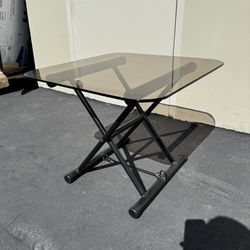 Vintage X-Legs Postmodern Amber Glass Top Coffee/Side Table Good Condition 