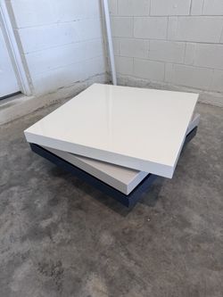 Modern Rotating Coffee Table – White & Gray (Unique Design)