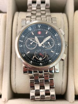 MICHELE MW Sport Chronograph, stainless steel with a dark blue/black dial and Swiss quartz movement