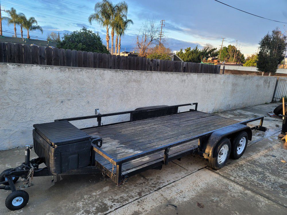 Car And Utility Trailer With Car Ramps 