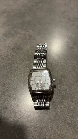 Bulova Silver Tonneau Watch with Diamond Accents