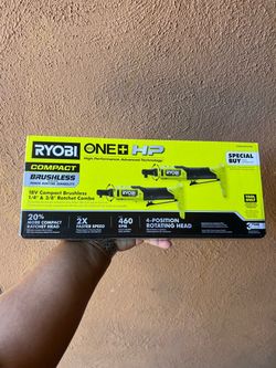 Ryobi 18v Hp Brushless High Speed 1/4in and 3/8in Ratchet
