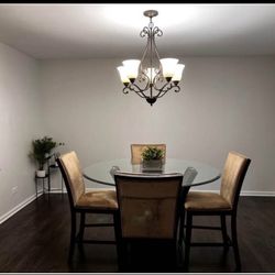 Round Glass Table With Four Chairs