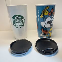 Flower Travel Tumbler 12 oz Mug  2 pieces 