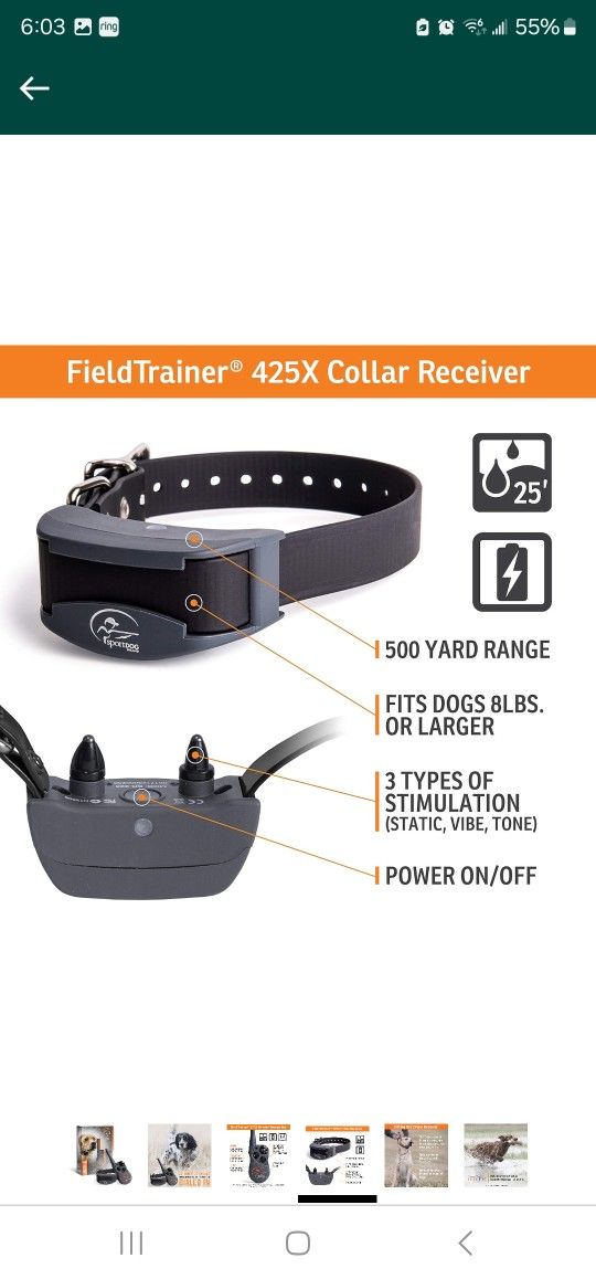 SportDOG Brand FieldTrainer 425X remote trainer, rechargeable dog training collar with impact, vibration and tone, 500 yard range, SD 425X