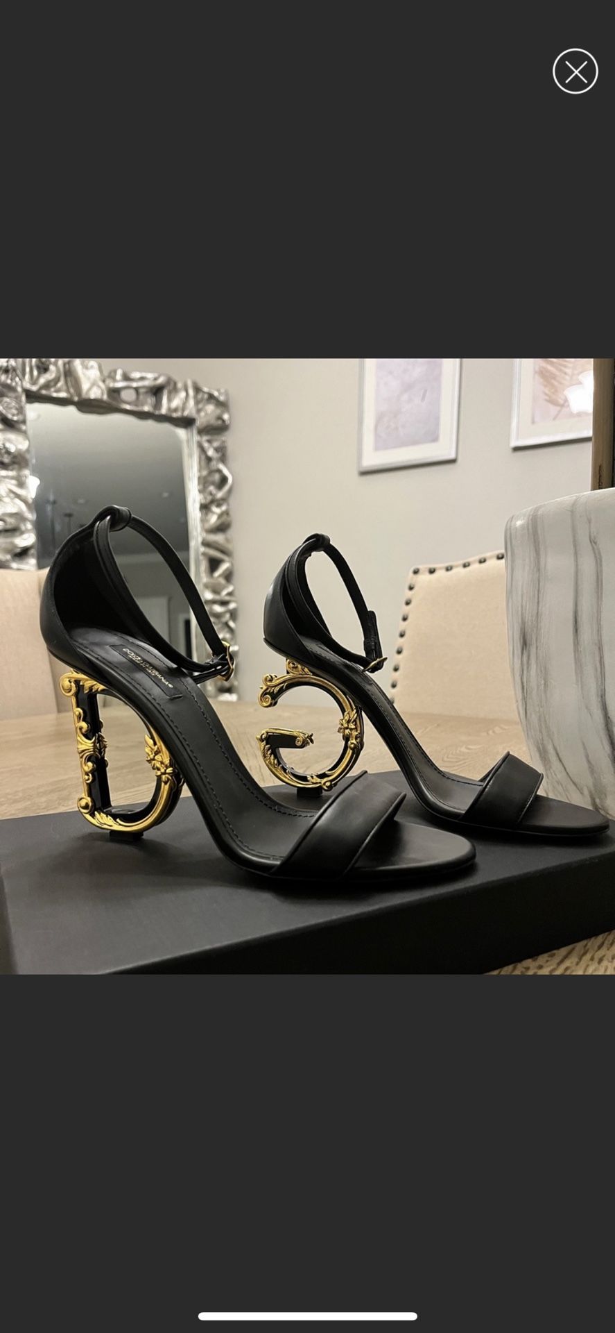 Dolce & Gabbana Sculpted-Heel Metallic Leather Sandals - worn once and like new.