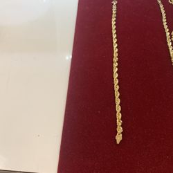 10 K Y GOLD DIAMOND CUT HOLLOW ROPE CHAIN BRACELET 8 Inches