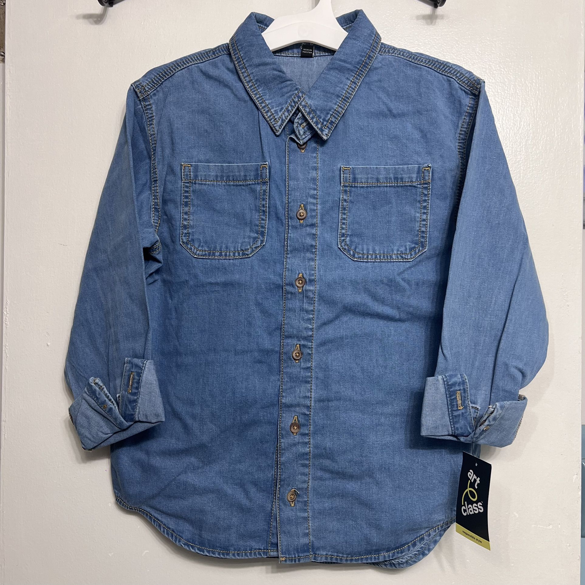 Art Class Kids Button Up Soft Denim Jacket size 10/12 Large