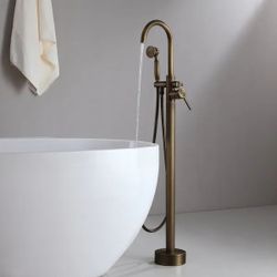 🔥Big Summer Sale🔥Classic Single Handle Freestanding Tub Faucet w/ Handshower Solid Brass