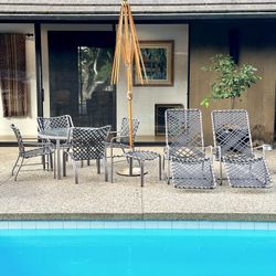 Vintage Mid Century Tatiami Vinyl Strap Brown Jordan Patio Set