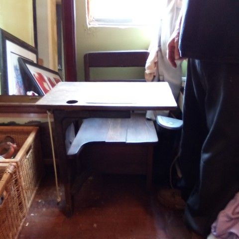 Vintage Antique Wooden Kids Desk