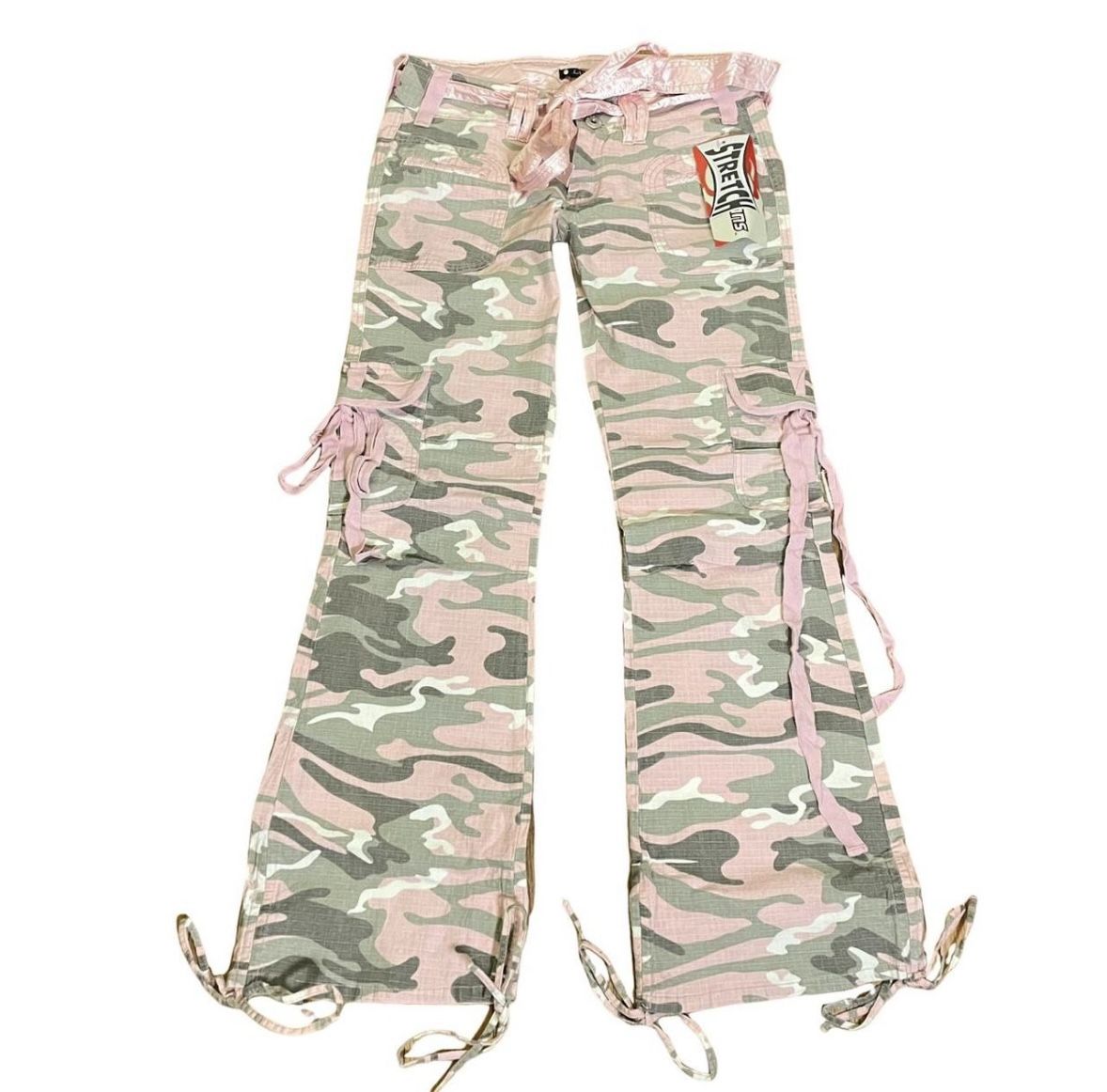 Y2K pink camo flare pants