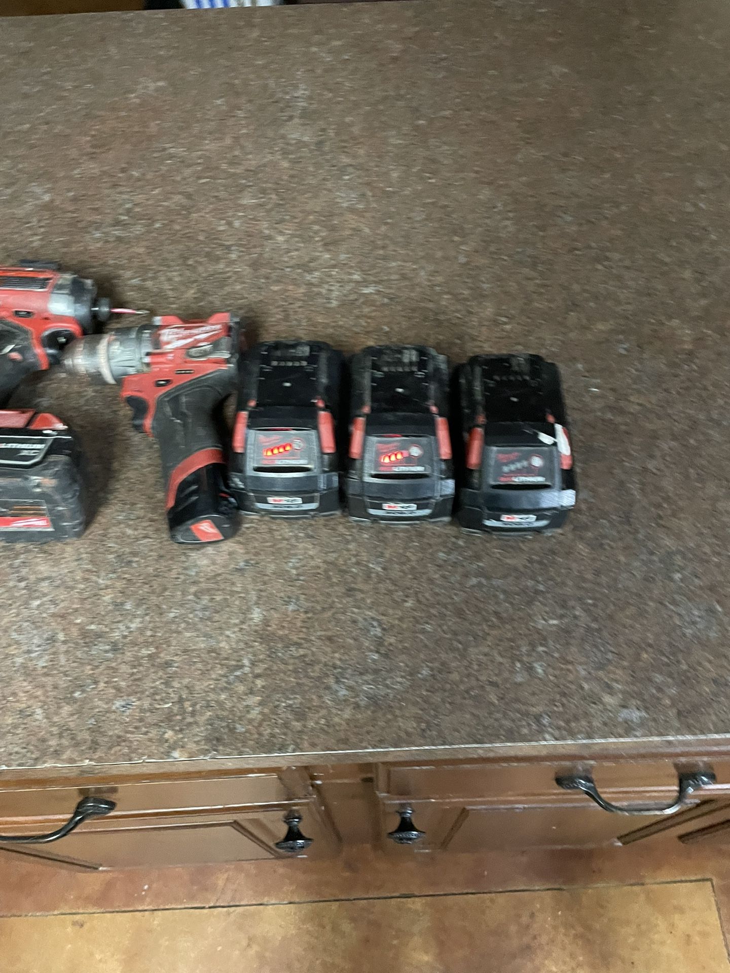 Hammer Drill ,impact Driver With 3 Extra Batteries