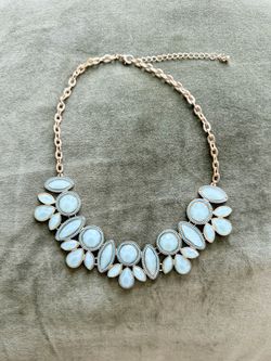Gold & Light Blue Statement Gem Necklace
