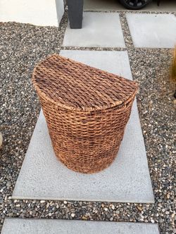 West Elm Wicker Laundry Basket with removable linen liner