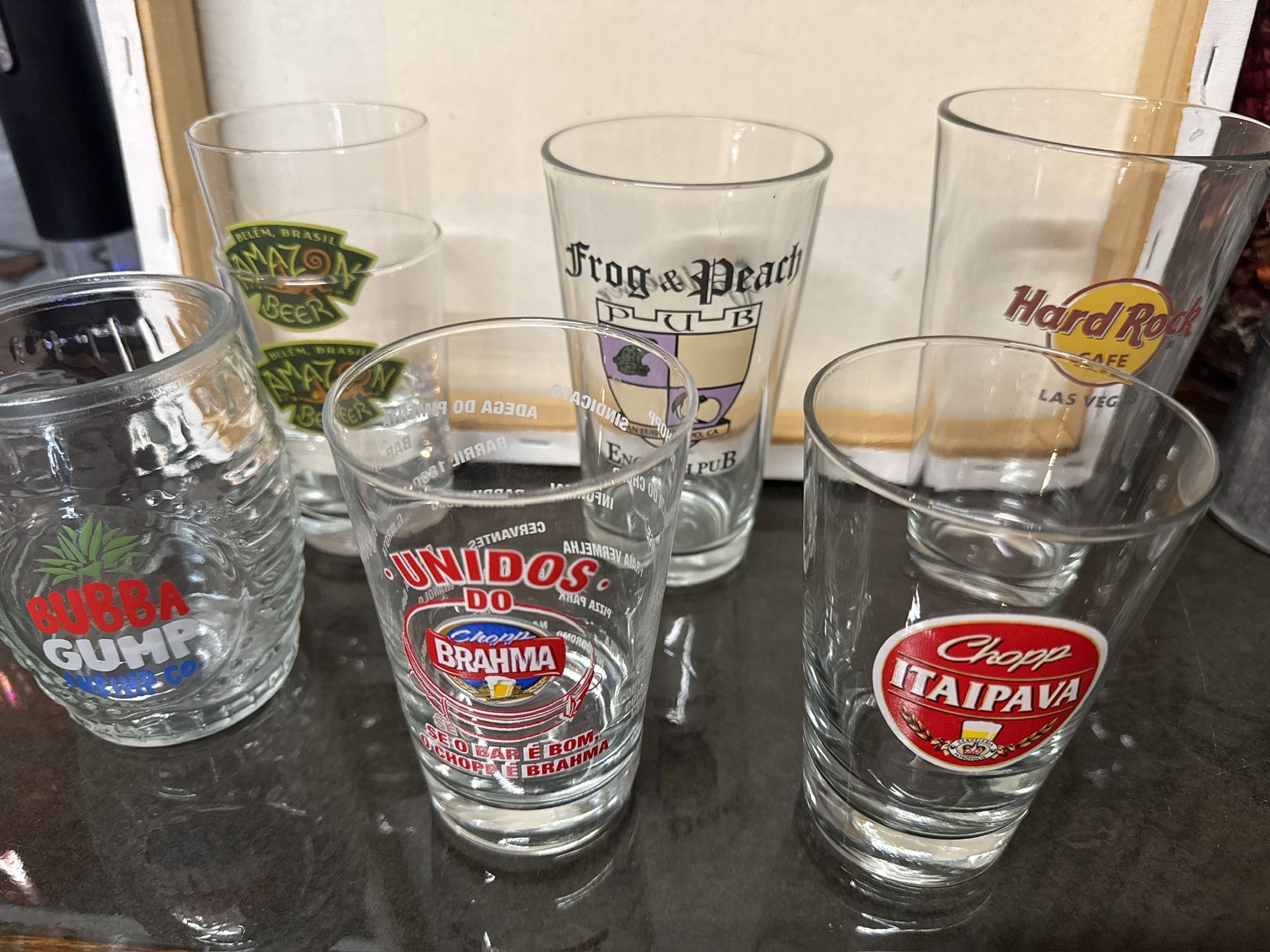 Collectible Shot & Beer Glass Set (Brazil + Hard Rock + Bubba Gump, etc.)