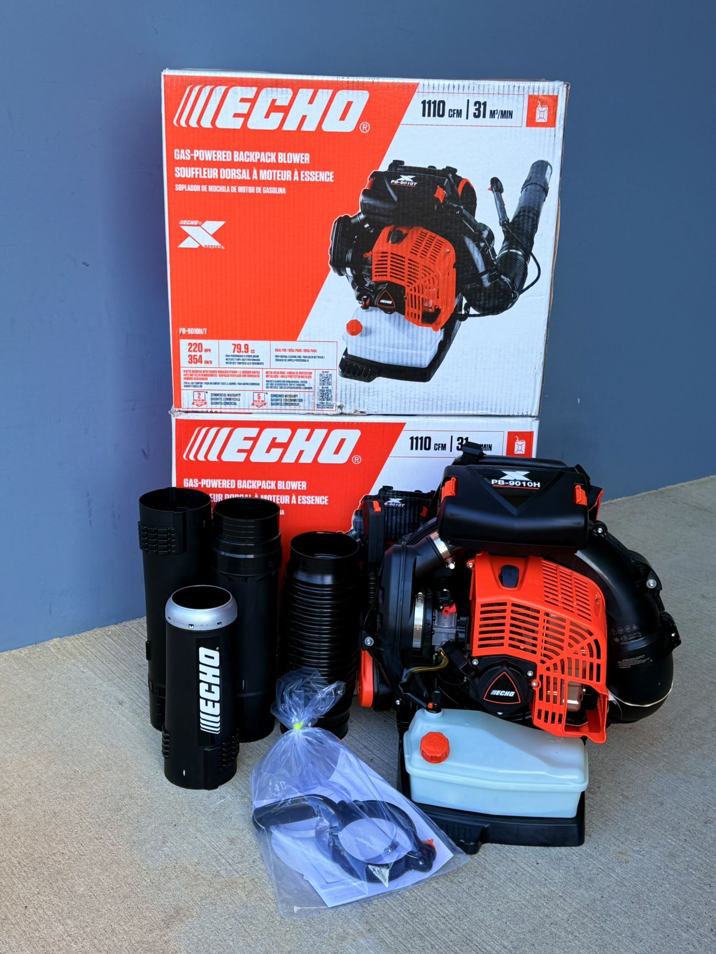 Brand new Echo 220 MPH 1110 CFM 79.9 cc Gas 2-Stroke X Series Backpack Blower with Hip-Mounted Throttle