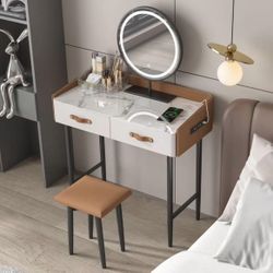 Dressing table with makeup mirror