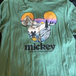 Disney Mickey Outdoor Adventures Tee – Green Shirt (Men’s Large)